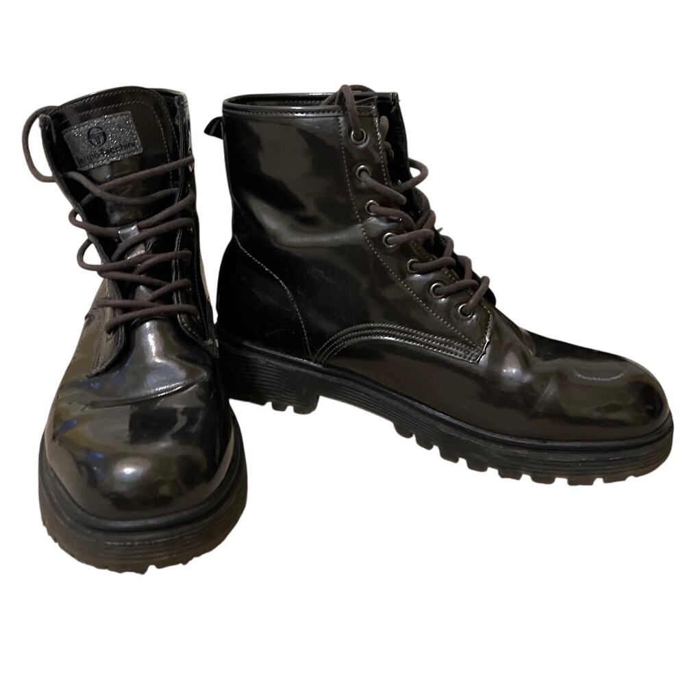 Sergio Tacchini Metallic Gray Lace Up Army Style Combat Boots Women's Size 10
